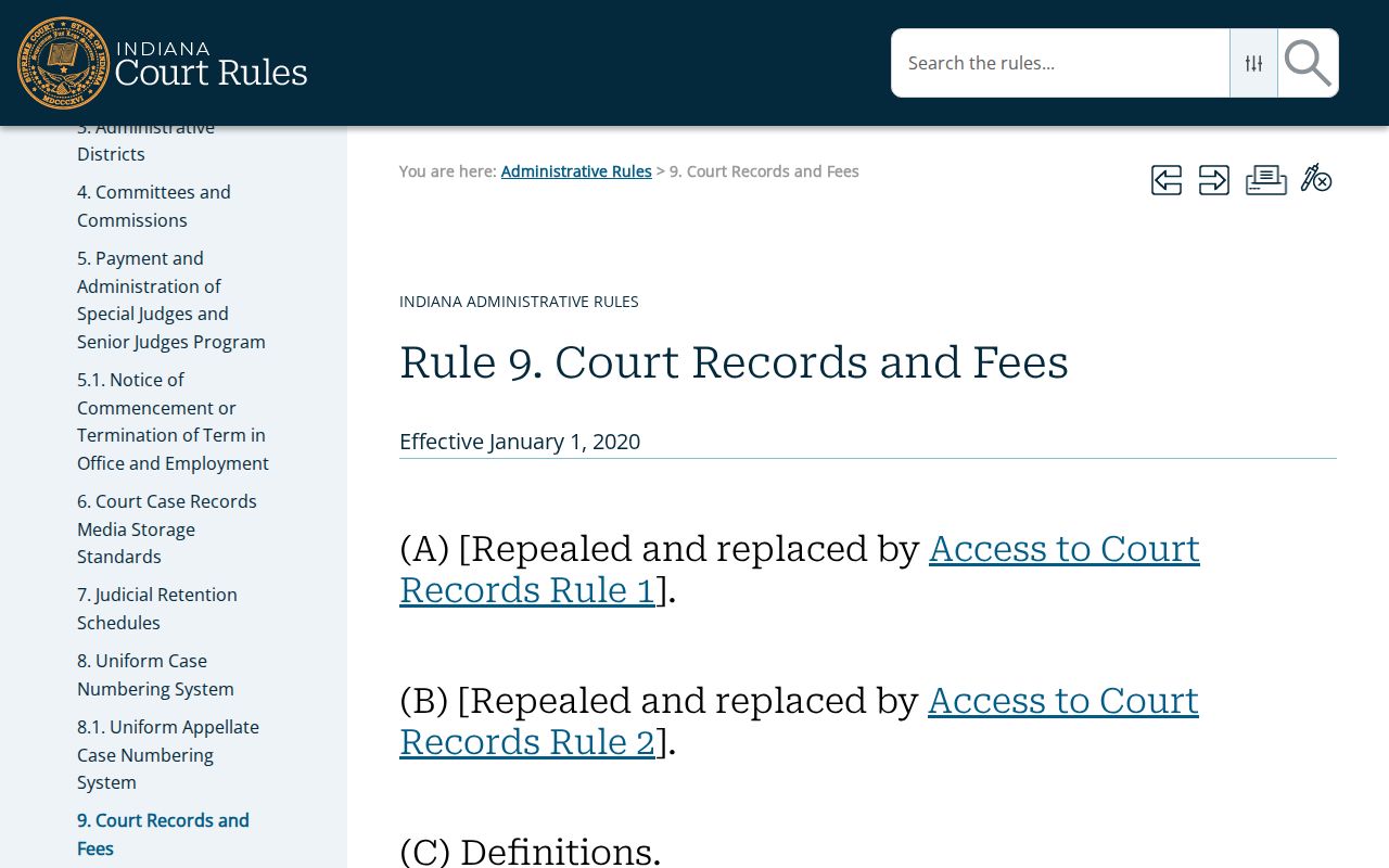 Indiana Administrative Rule 9 remote access for Clark County civil dockets