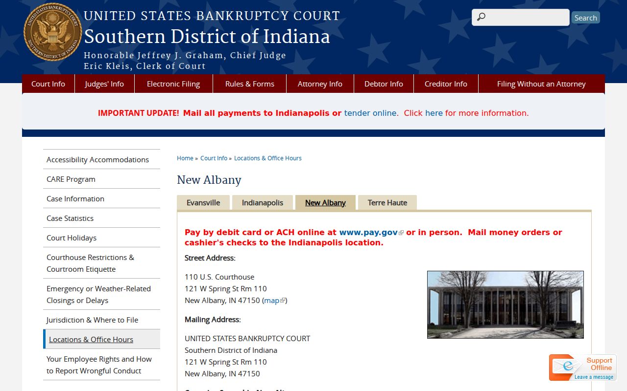 Clarksville court records New Albany bankruptcy court
