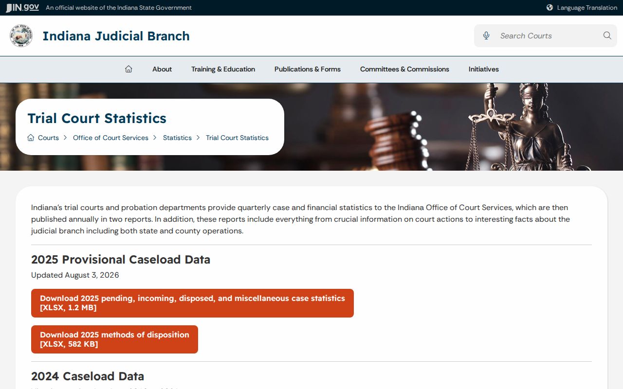 Clark County court case records Indiana trial statistics