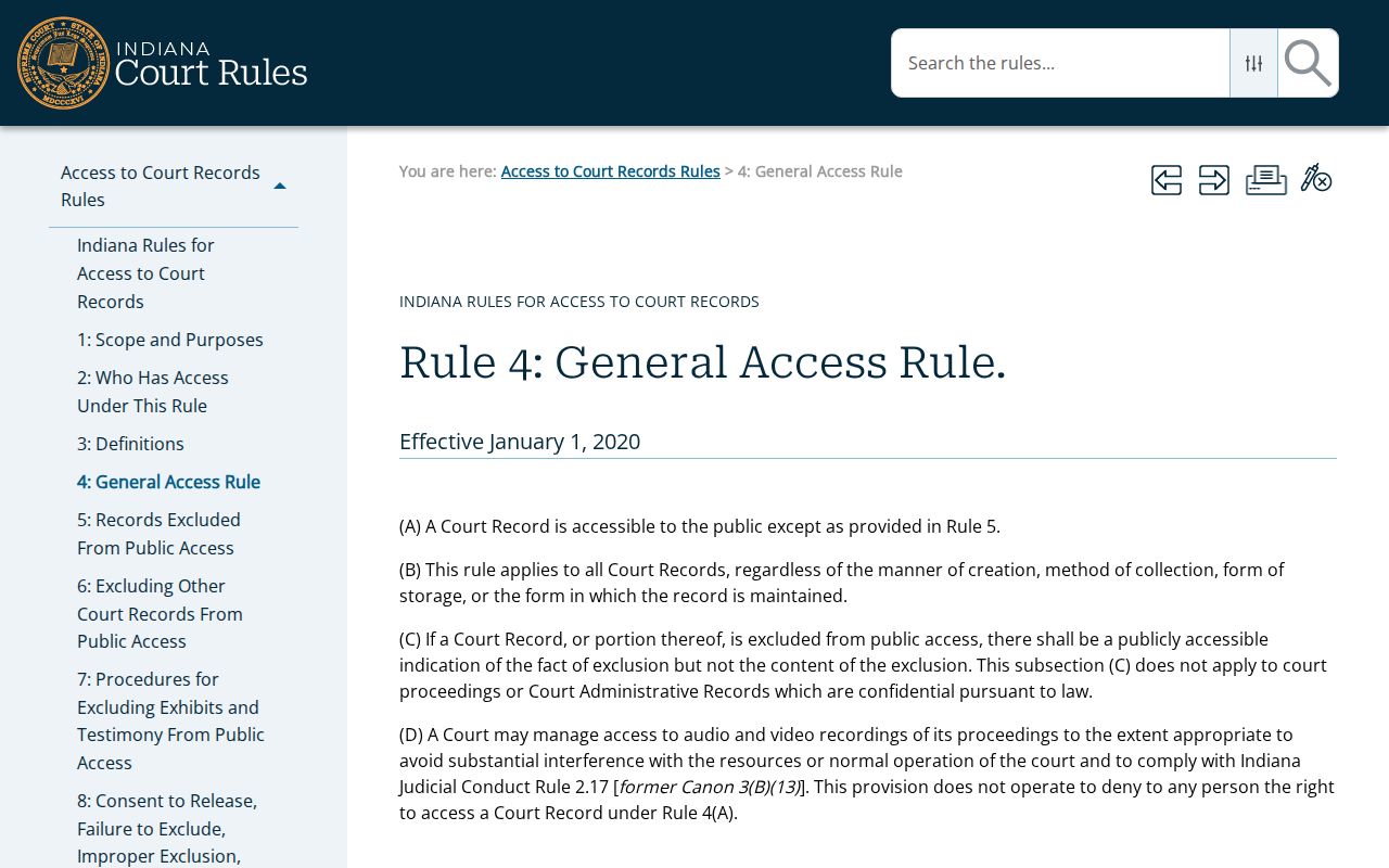 Indiana Rule 4 public access baseline for Clark County criminal dockets