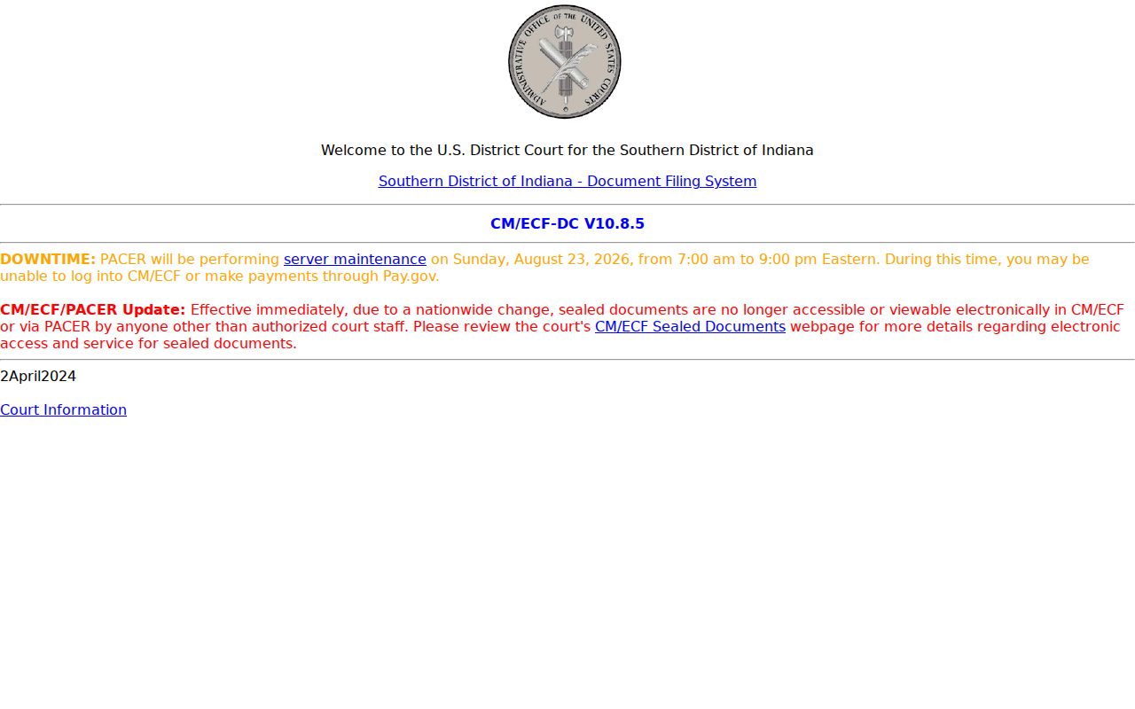 Jeffersonville court records live CM ECF