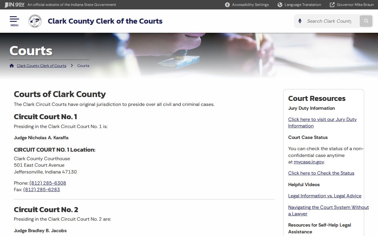 Clark County Clerk courts and judges roster