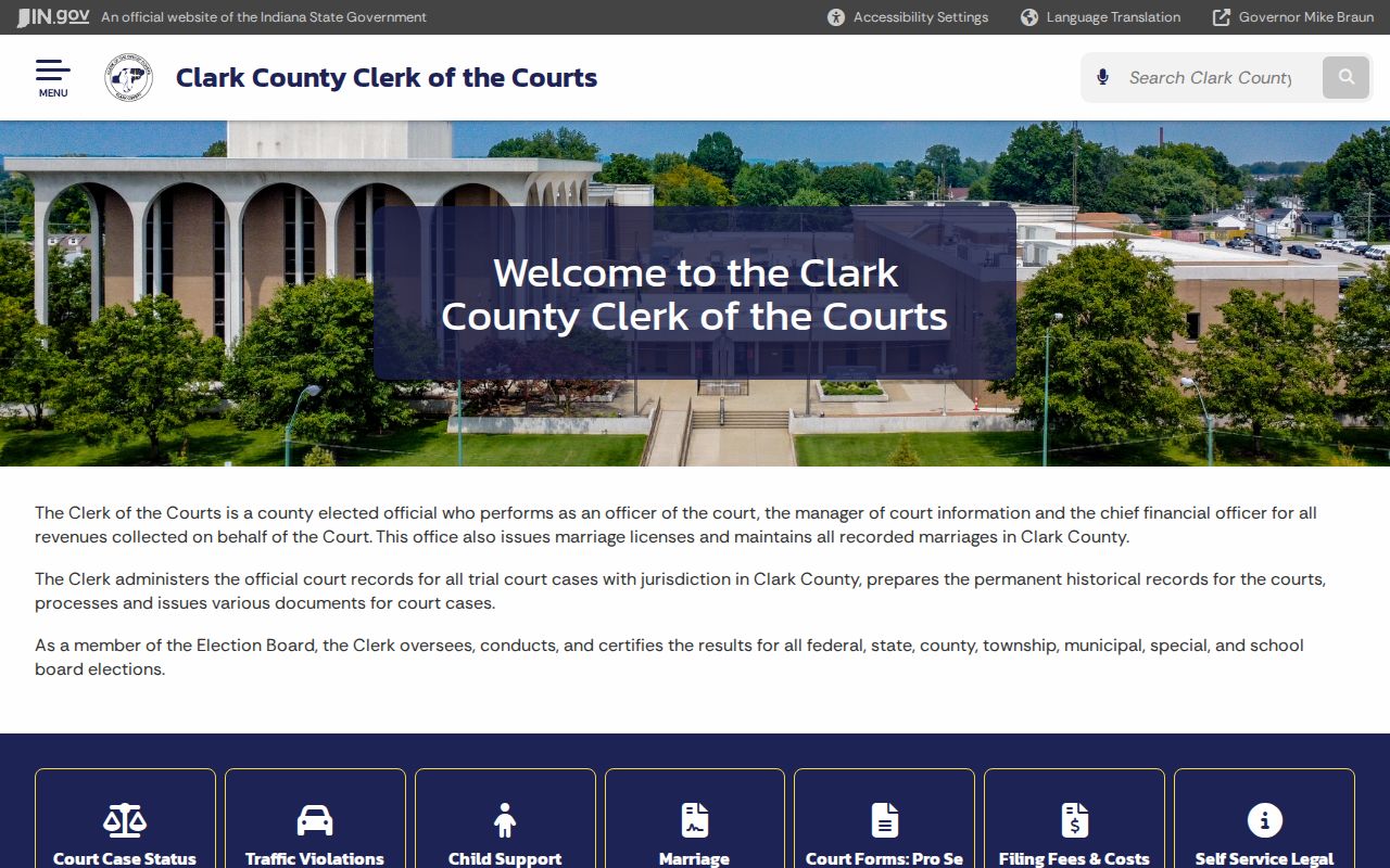 Clark County Clerk official home page with court record services