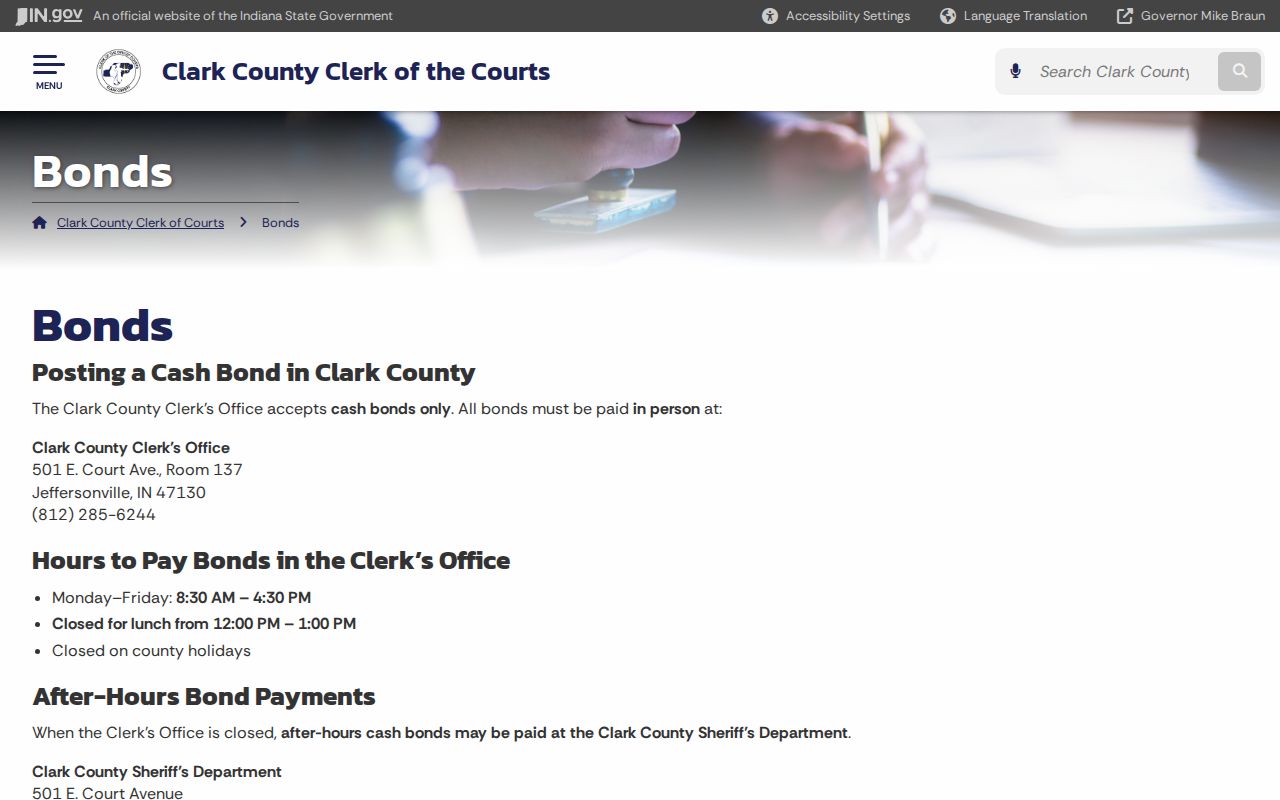 Clark County Clerk official bonds information